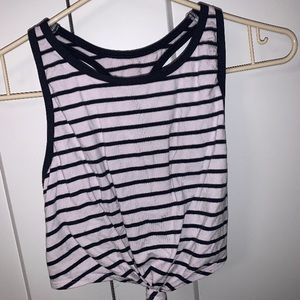 Light pink and black striped crop top